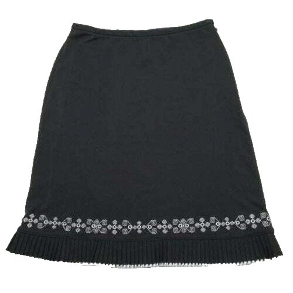 Ann Taylor Size 8 Pleated Embroidered Hem Side Zip Unlined Skirt